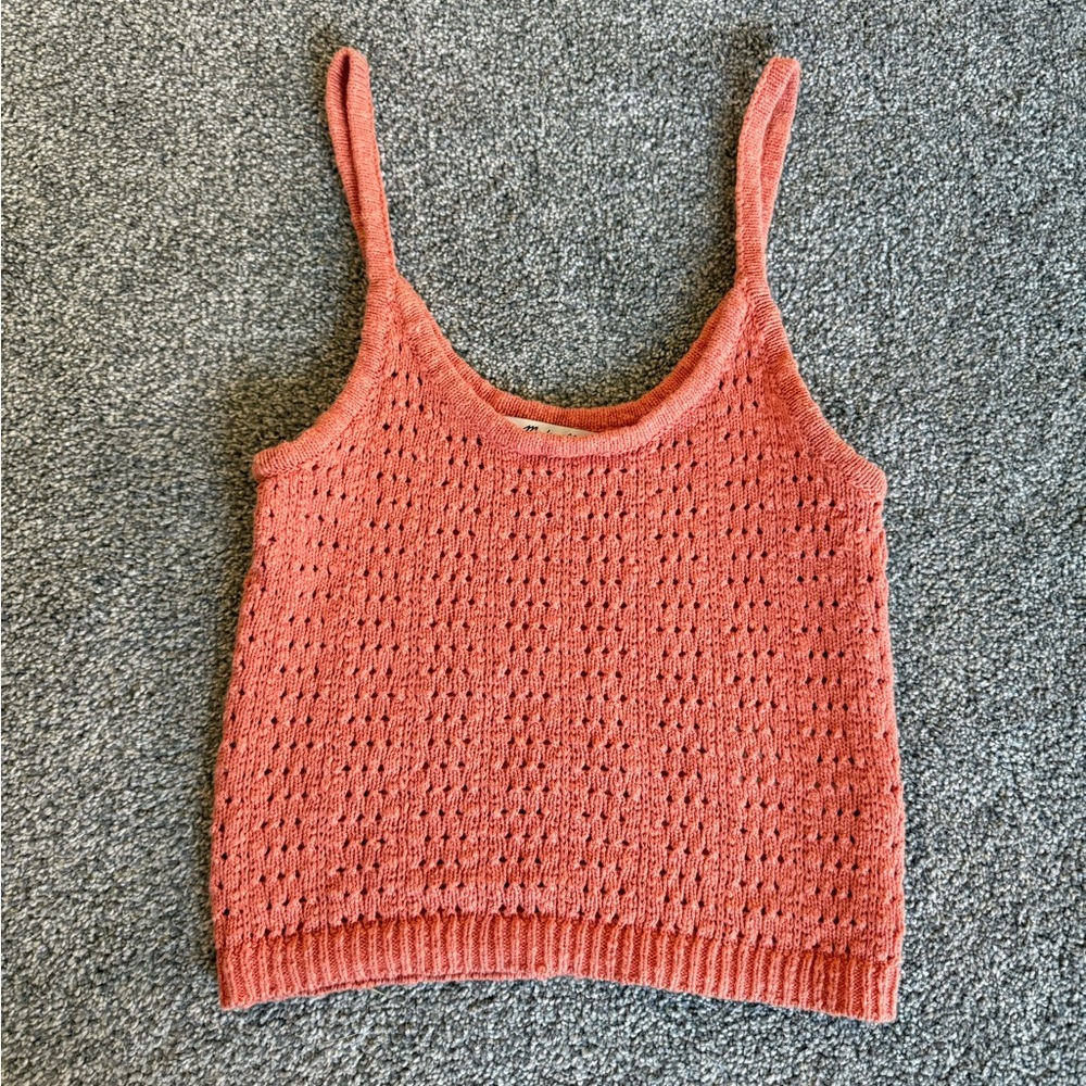 Madewell Women’s Open-stitch Sweater Tank Cropped Length XS Classic Coral